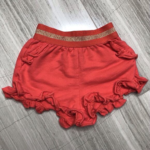 Cat and Jack Orange Gold Shorts Ruffle Elastic Waistband Baby Girl 0-3 Months - Picture 1 of 5